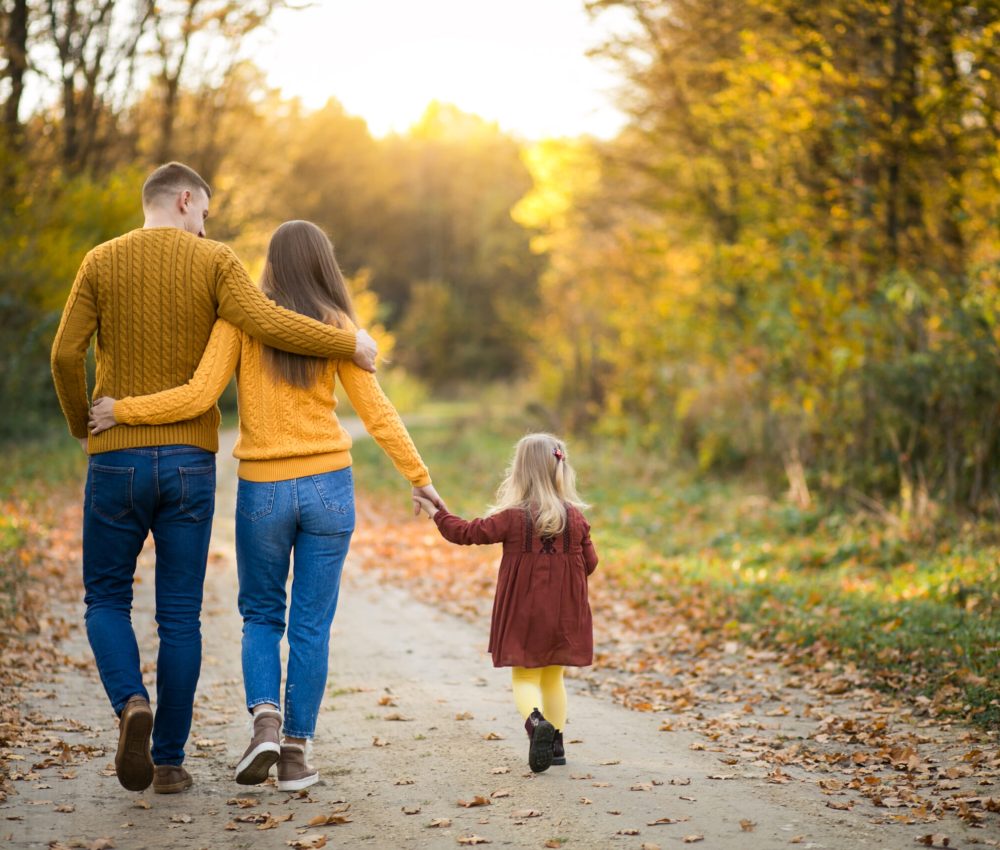 Family in forest